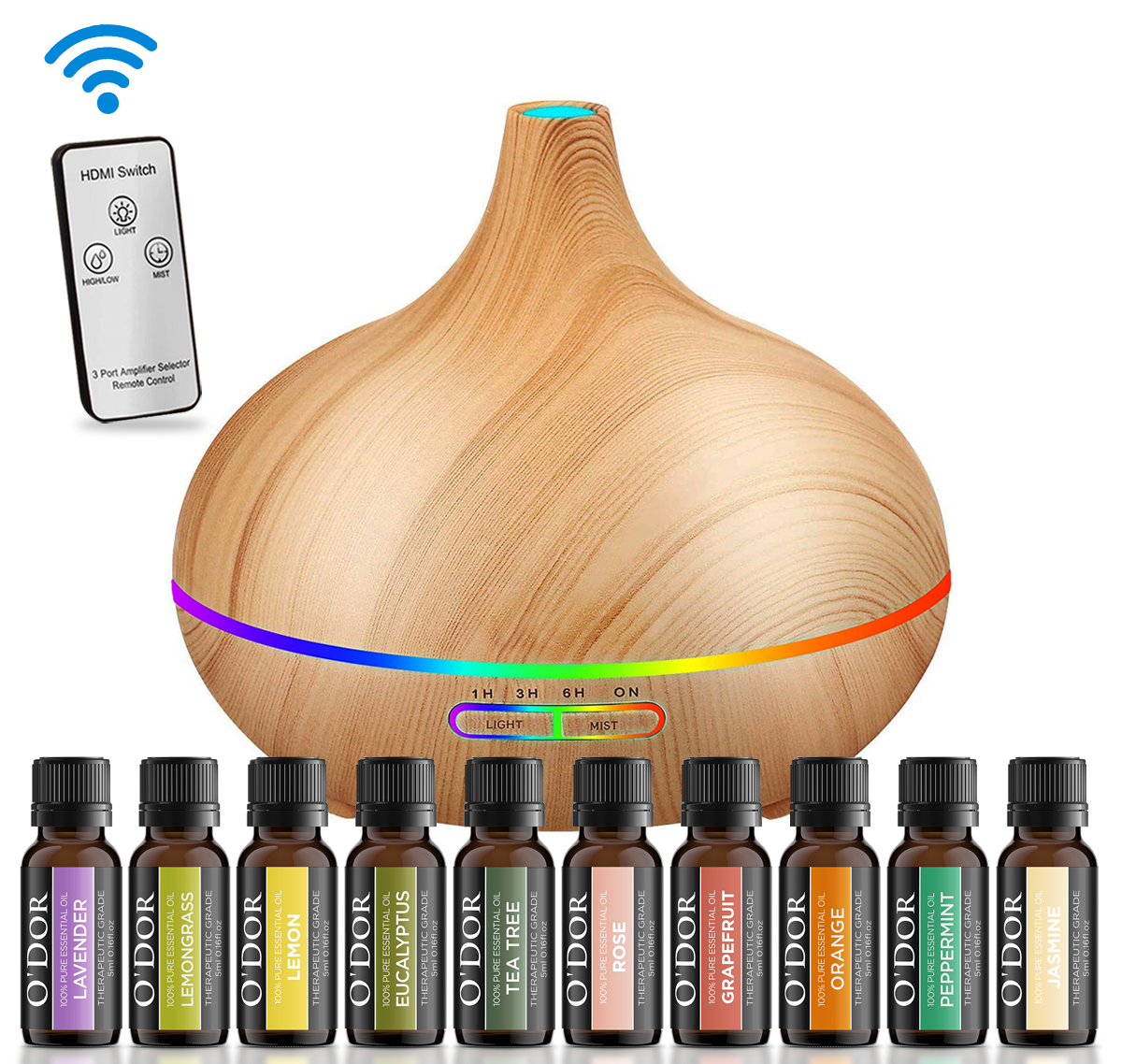 O'dor® Aroma Diffuser met Extra 10 flesjes Etherische Olie
