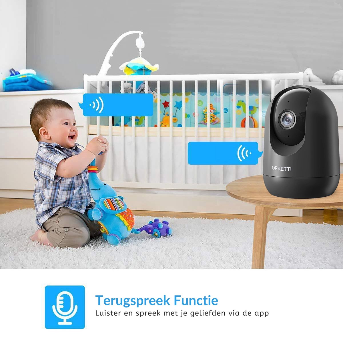 Orretti® X21 - Beveiligingscamera binnen - 3MP 2K Ultra HD