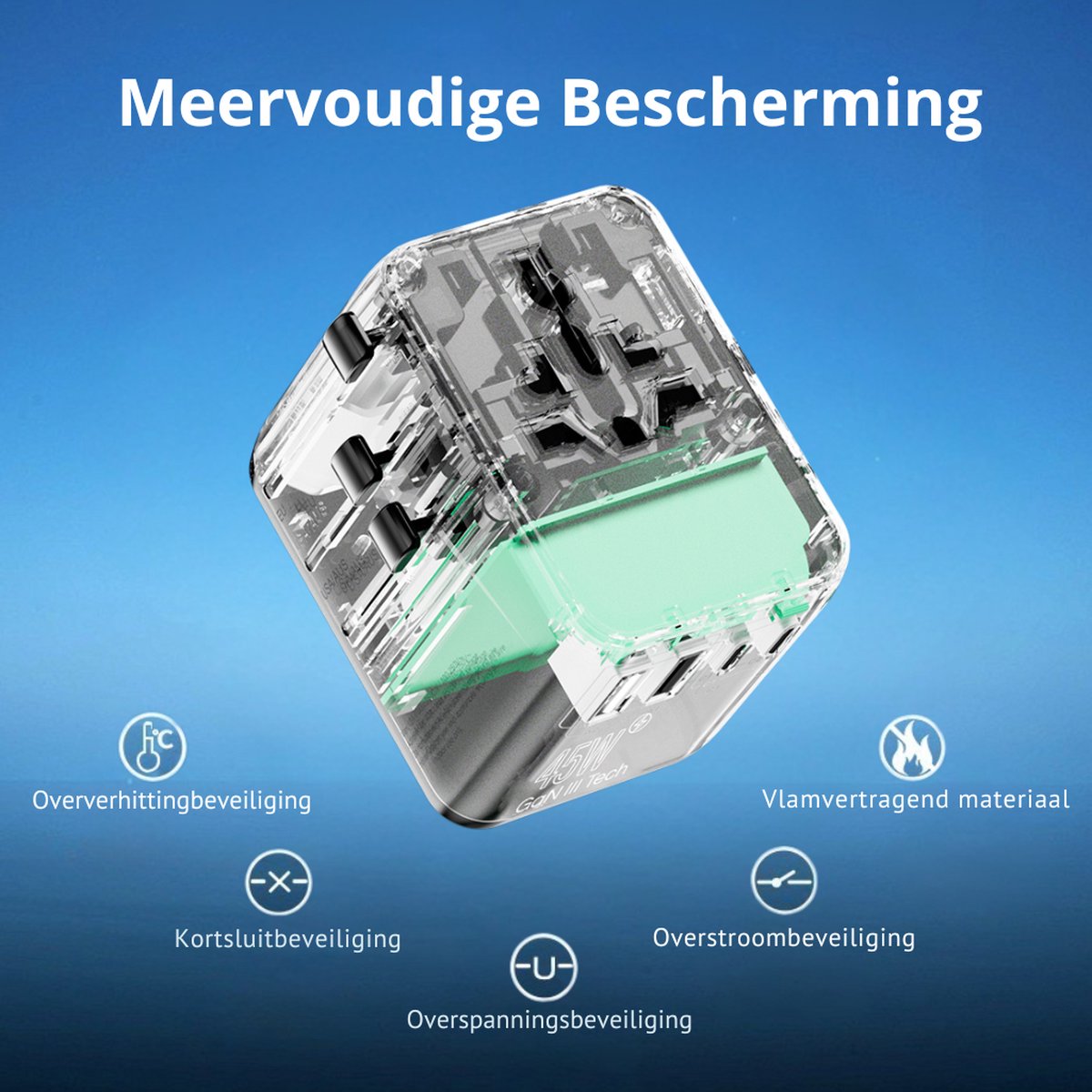 Orretti® Universele Wereldstekker - 45W