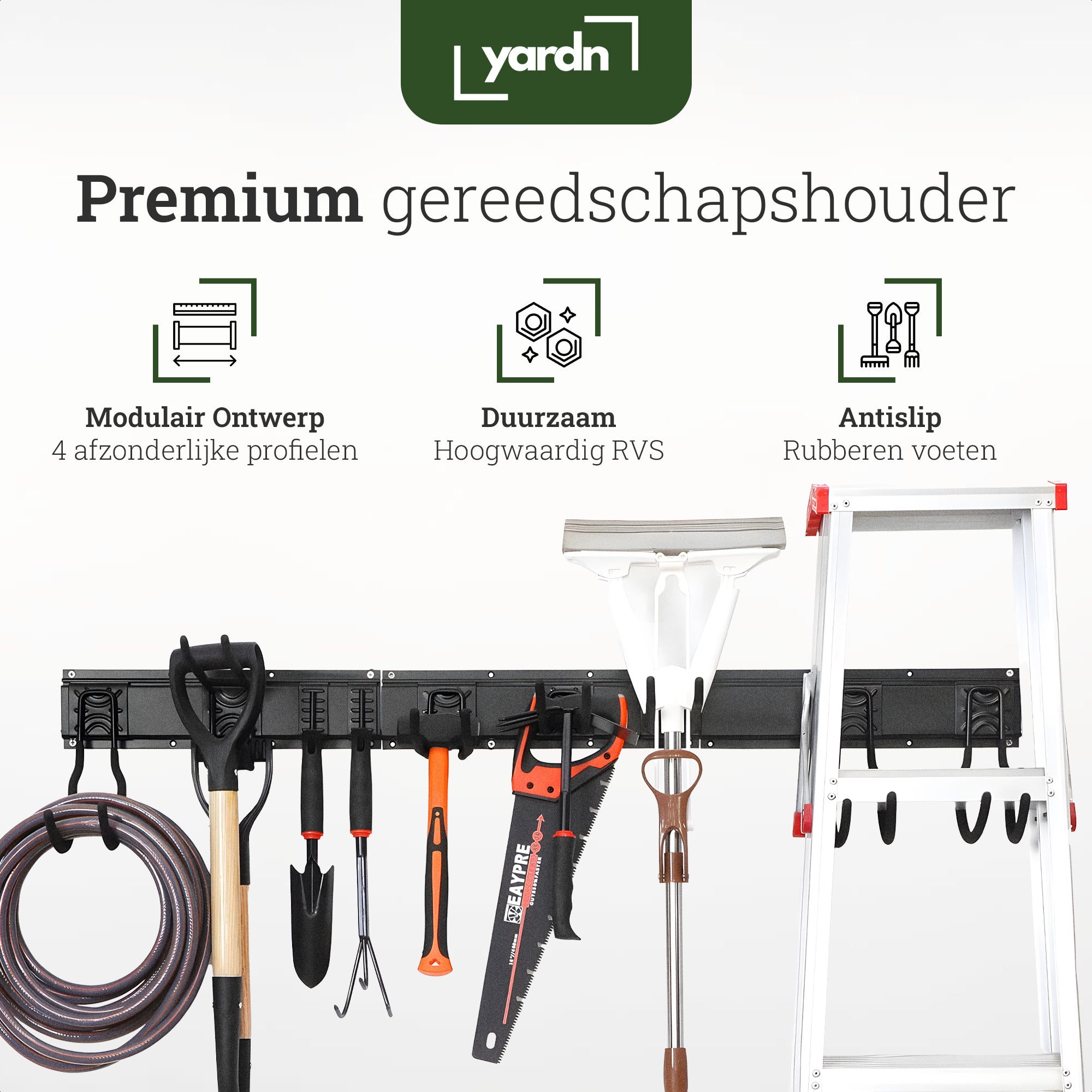 Yardn Premium Gereedschapshouder 170cm - Duurzaam Tuingereedschap Ophangsysteem | Multifunctionele Bezemhouder