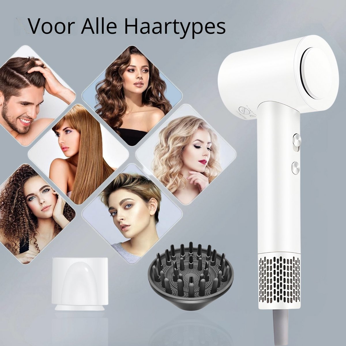 Ionische Fohn met Diffuser - 1600W - 2 Magnetische Opzetstukken