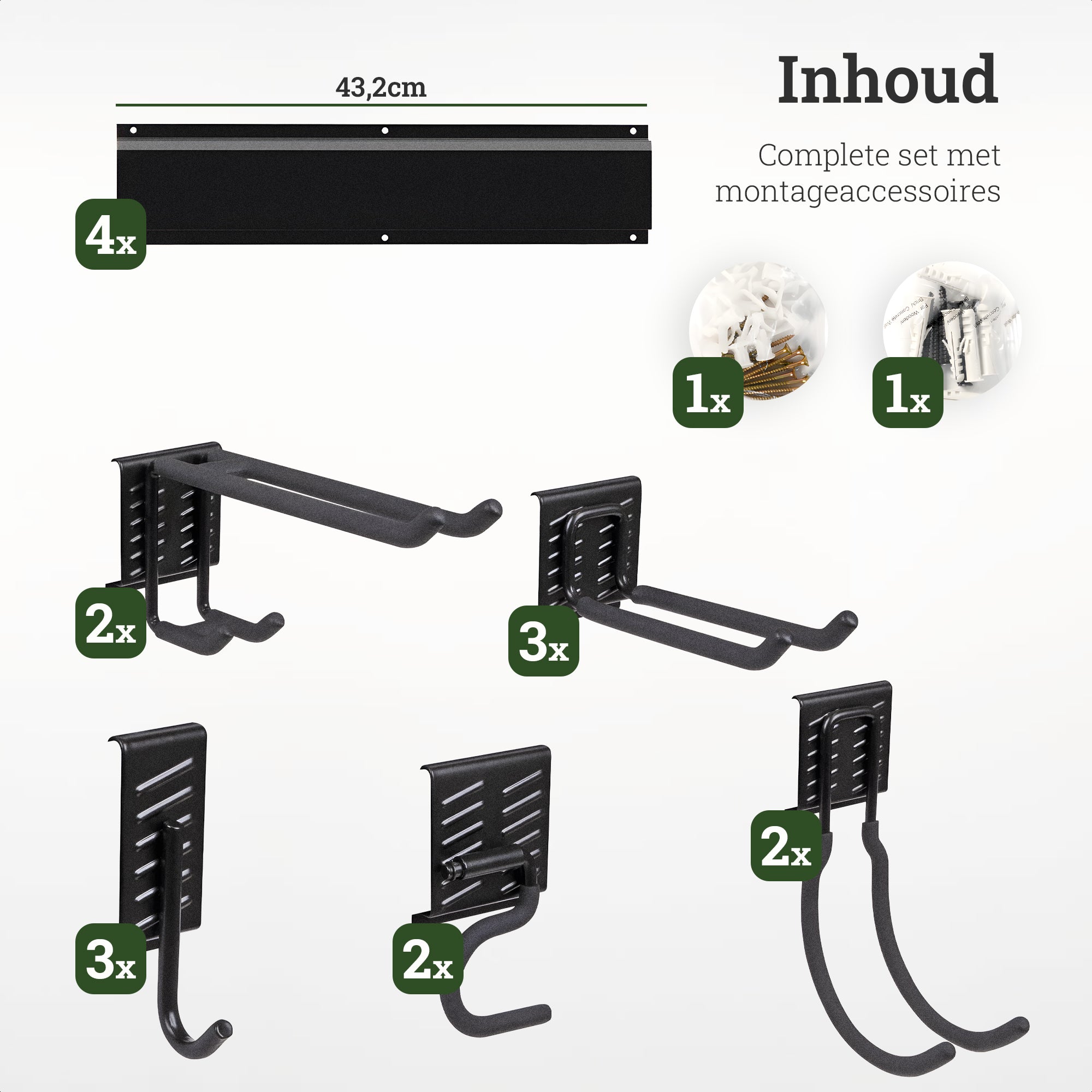 Yardn Premium Gereedschapshouder 170cm - Duurzaam Tuingereedschap Ophangsysteem | Multifunctionele Bezemhouder