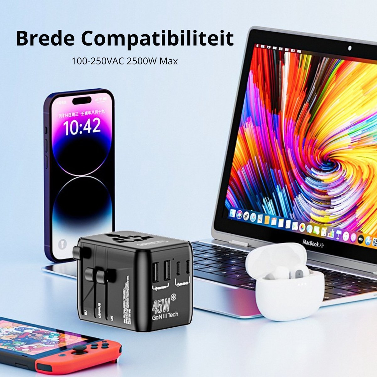 Orretti® Universele Wereldstekker - 45W