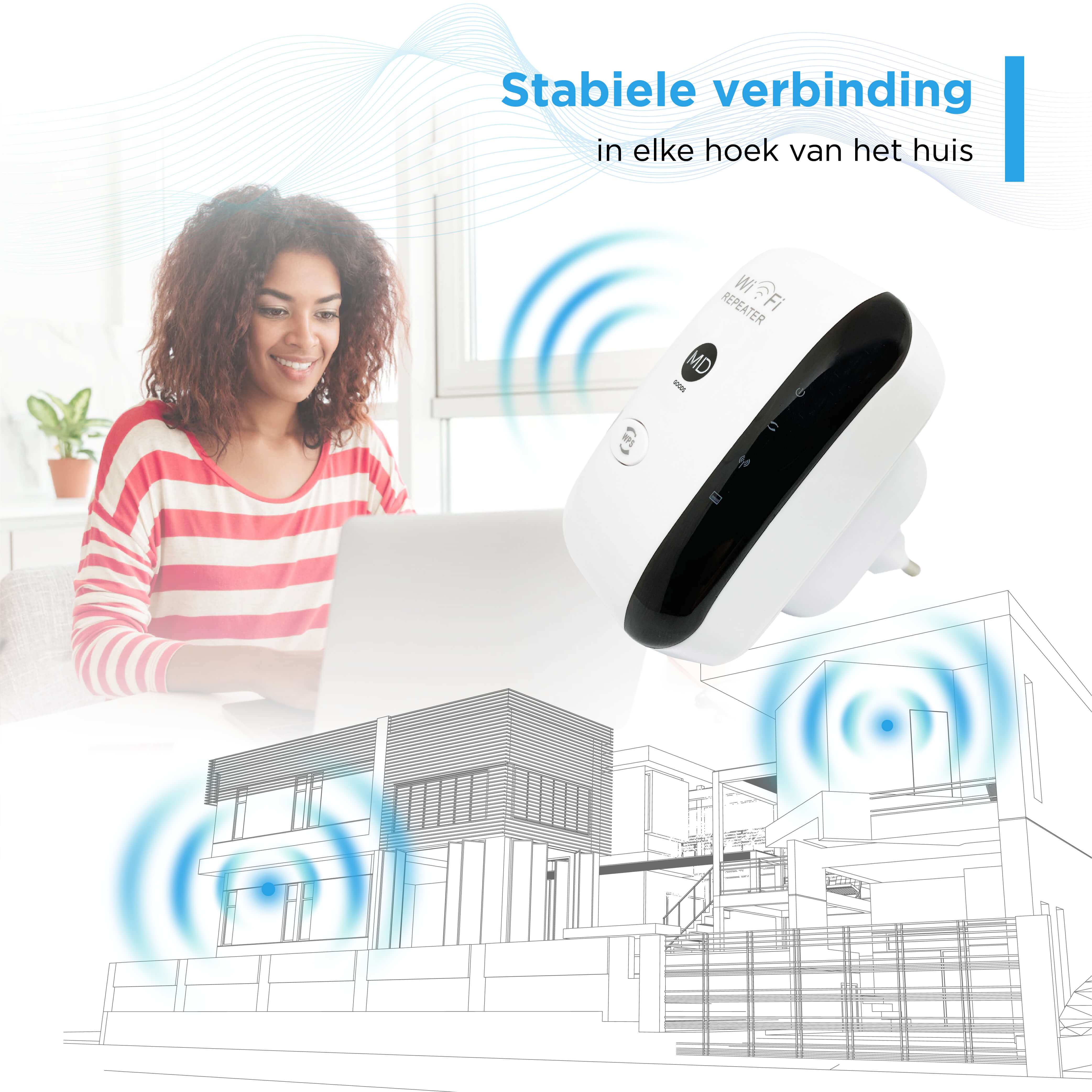 MD-goods ® WiFi Versterker - Wit