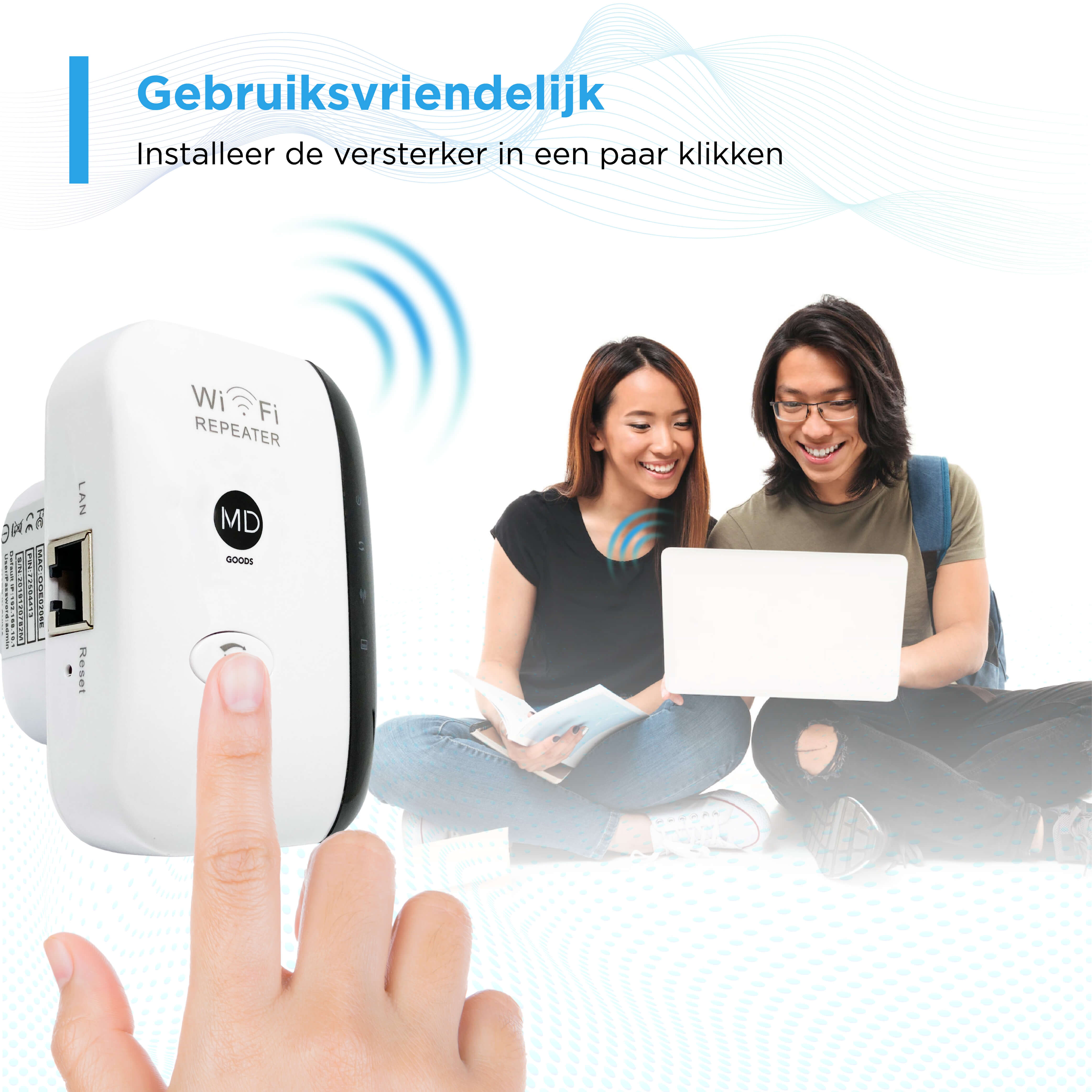 MD-goods ® WiFi Versterker - Wit