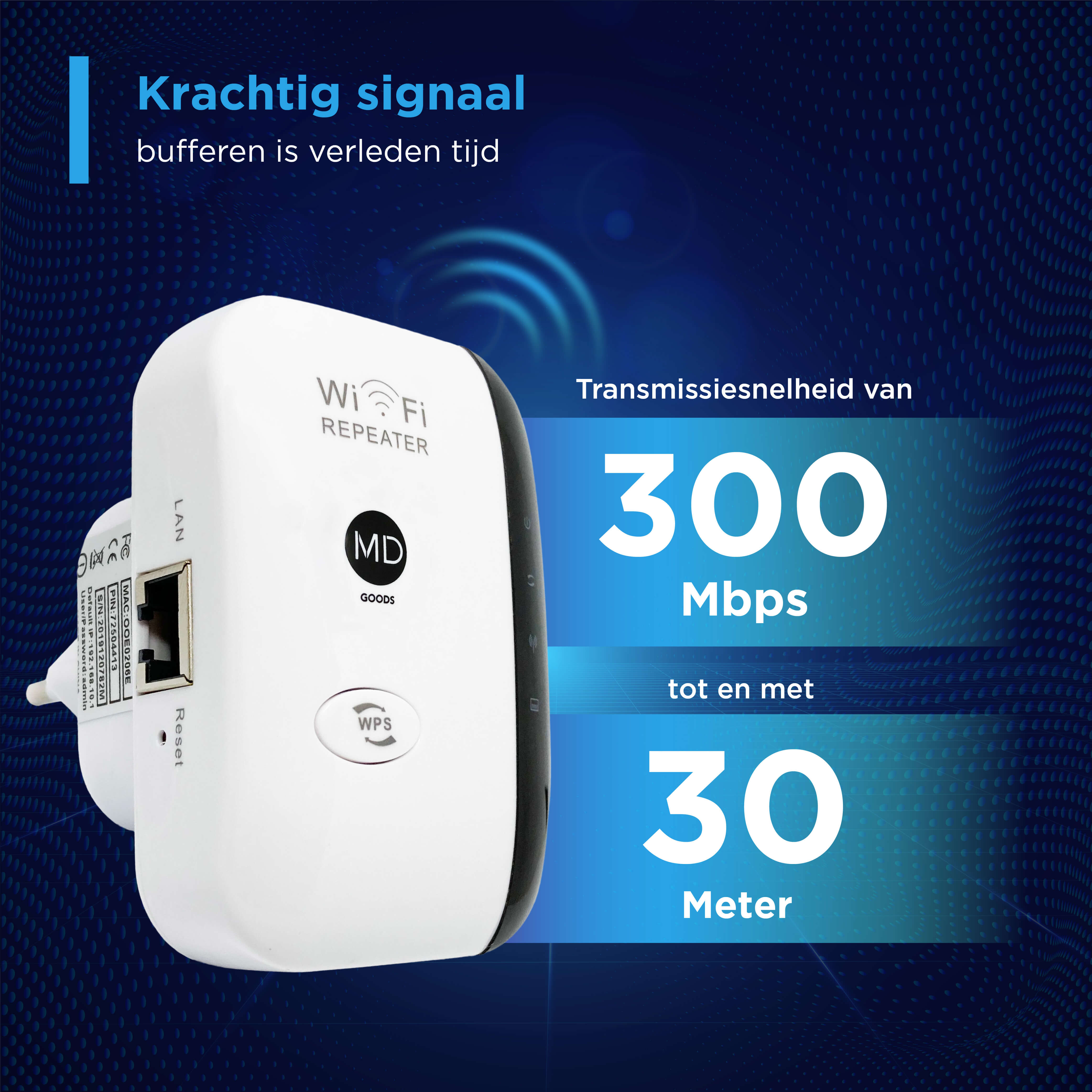 MD-goods ® WiFi Versterker - Wit