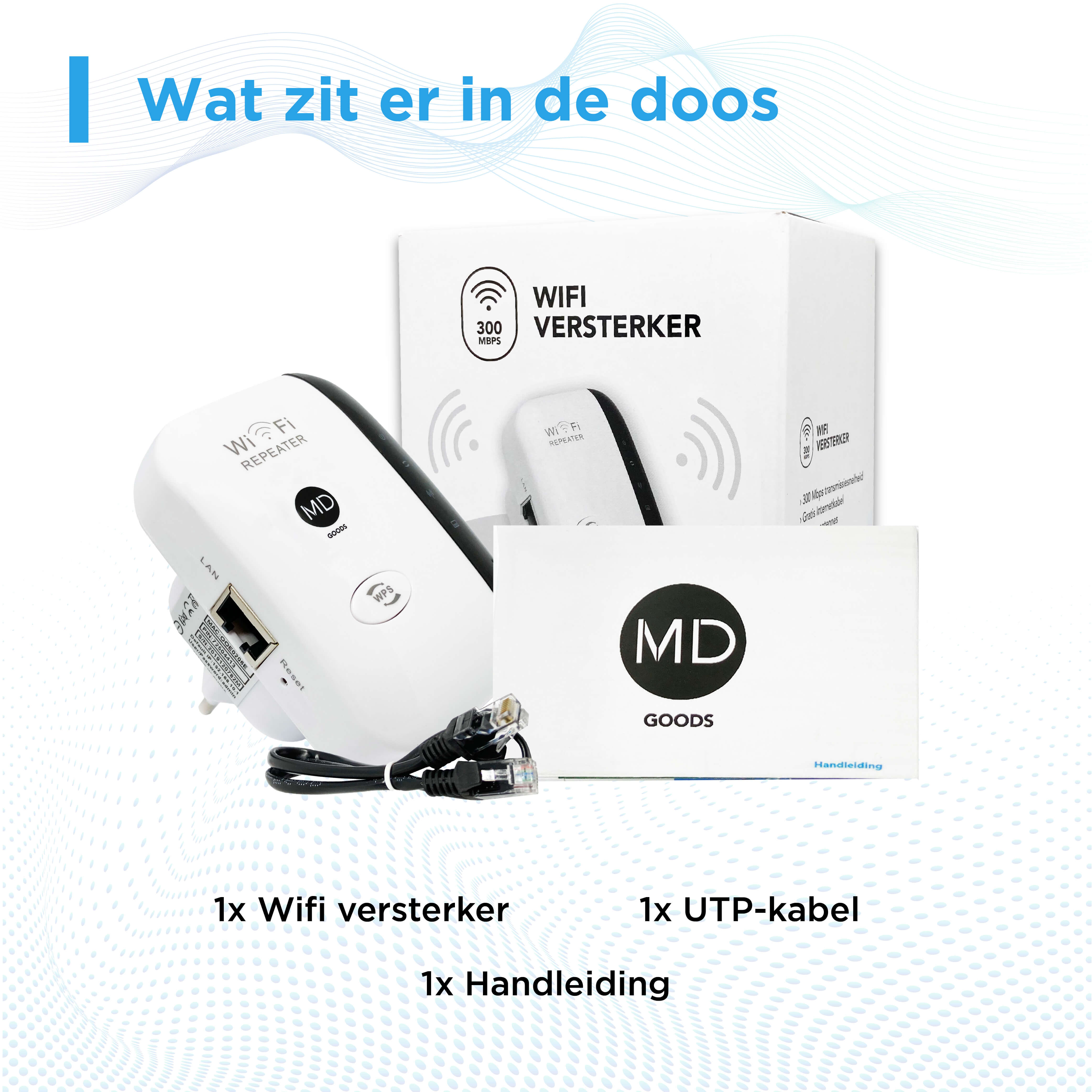 MD-goods ® WiFi Versterker - Wit