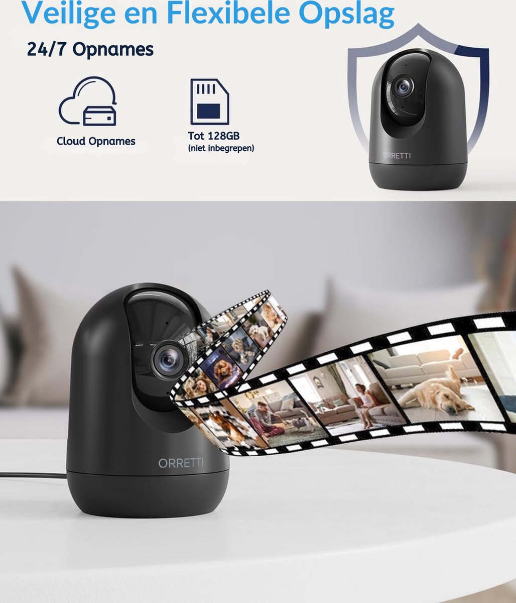 Orretti® X21 - Beveiligingscamera binnen - 3MP 2K Ultra HD