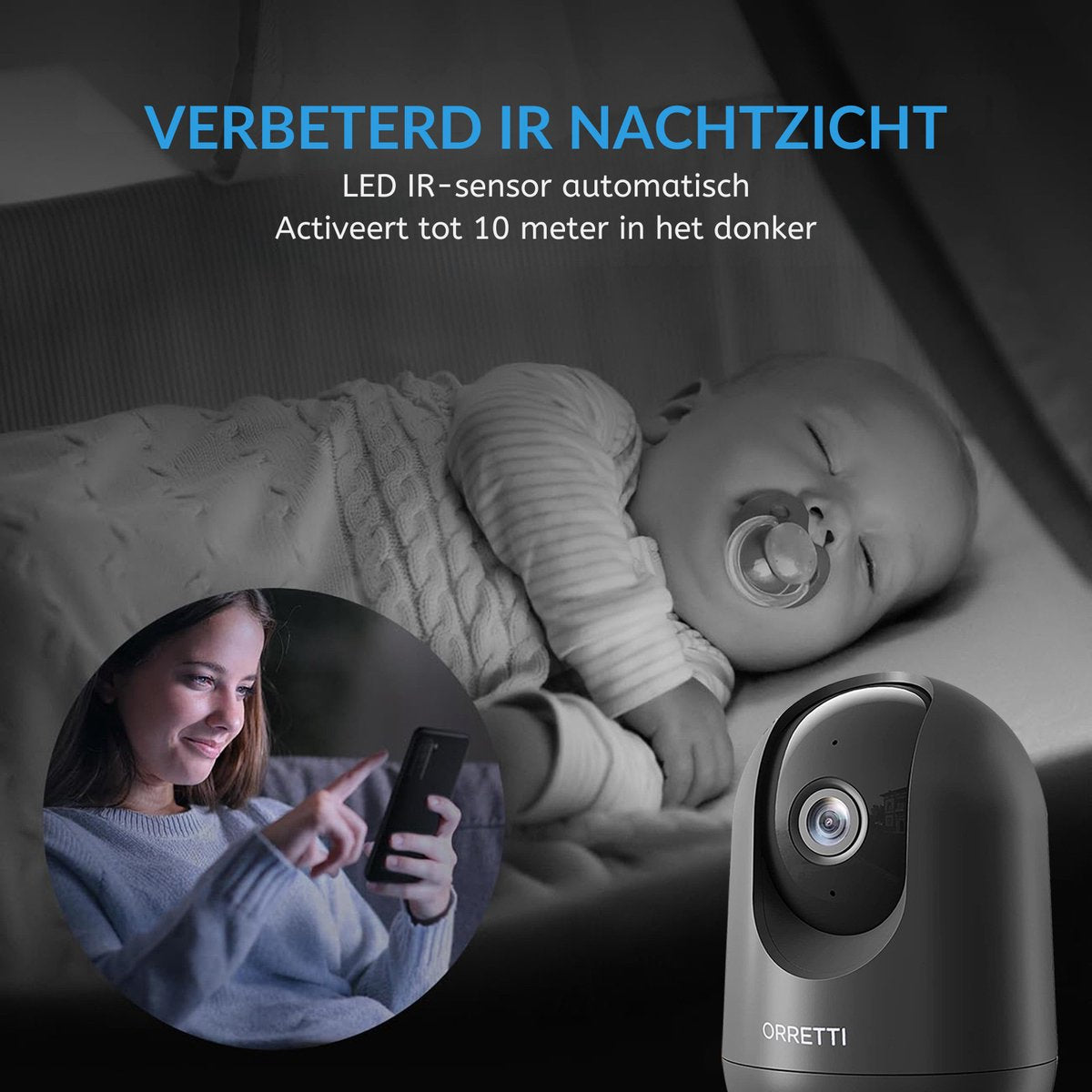 Orretti® X21 - Beveiligingscamera binnen - 3MP 2K Ultra HD