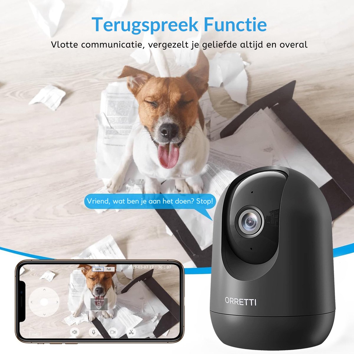 Orretti® X21 - Beveiligingscamera binnen - 3MP 2K Ultra HD