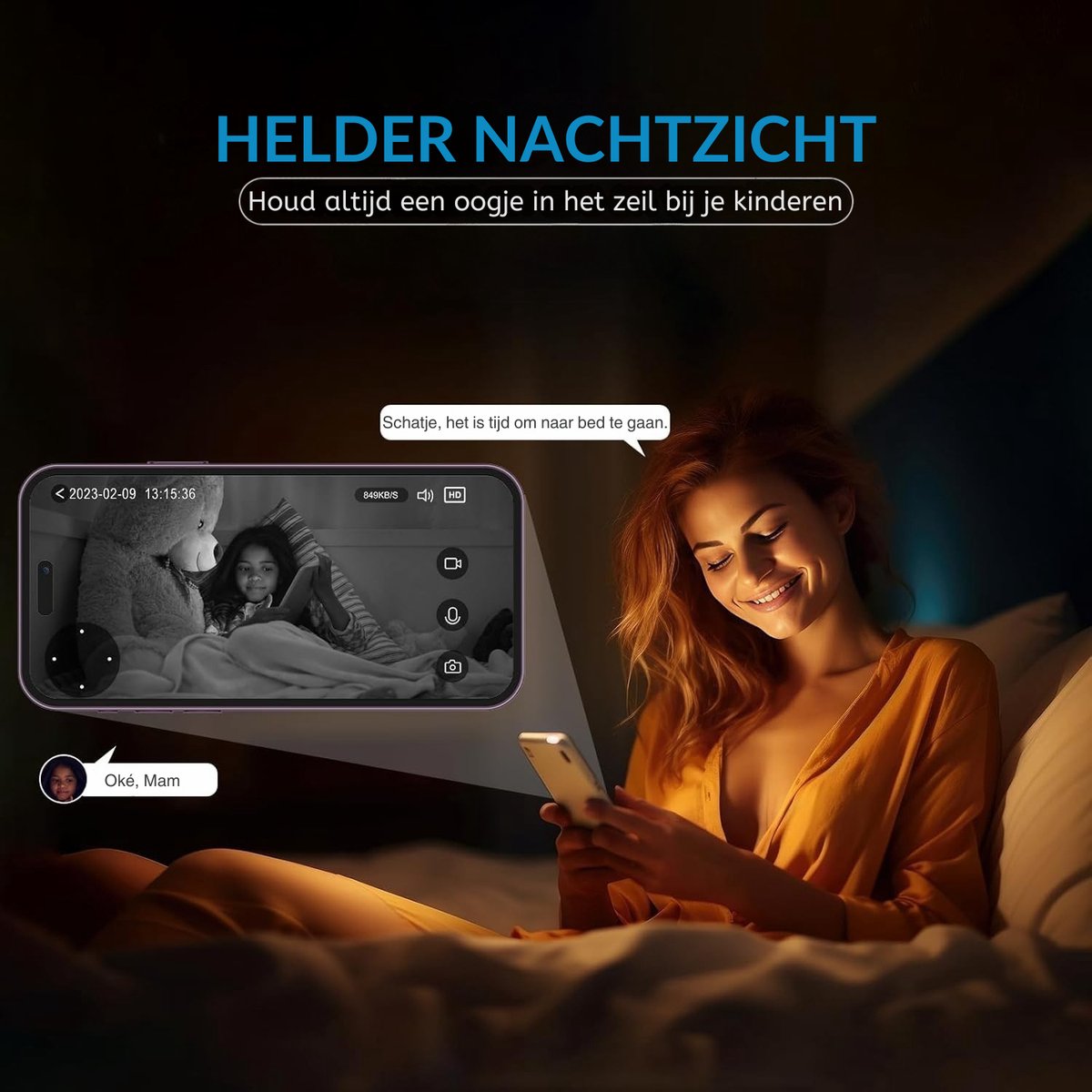 Orretti® X21 - Beveiligingscamera binnen - 3MP 2K Ultra HD